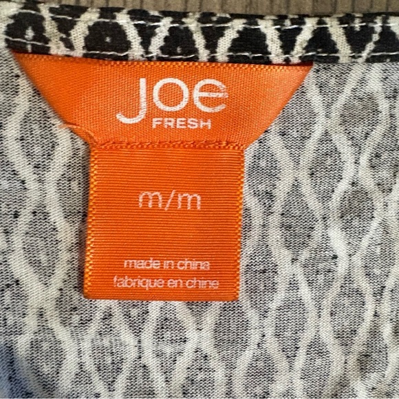 Joe Fresh Sleeveless Fit Flare Dress Black White Geometric Print Sz M Classic - Picture 4 of 8